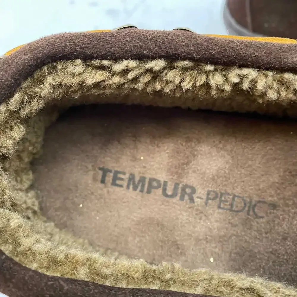 Tempur-Pedic Brown Suede Boat Slipper Shoes | Men’s Size 8